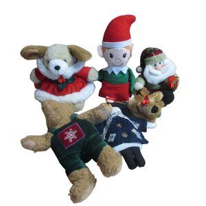 Lot of 6 - Christmas Plush Toys & Ornaments - Elf Bear Santa Snowman